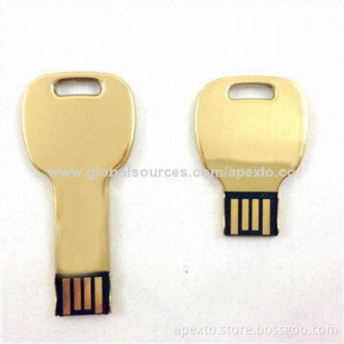 Metal Key-shaped USB Flash Disk with 512MB to 16GB Memory Capacity, Customized Shapes Welcomed